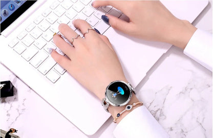 Stylish smartwatch with sleek design, high-definition colour display, and health monitoring features for fashionable British women
