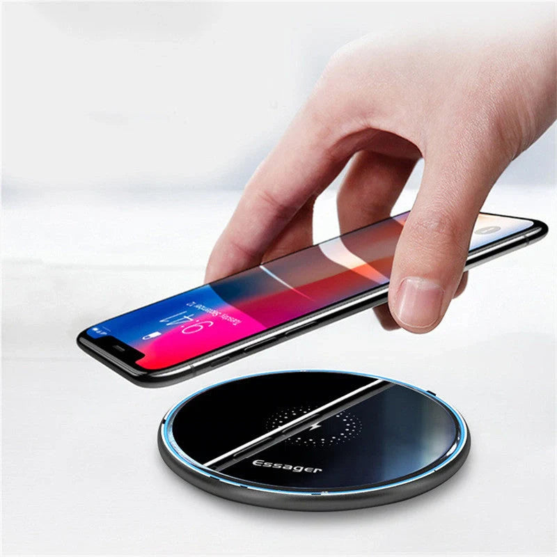 Qi wireless charger for phones and headphones with fast charging up to 15W