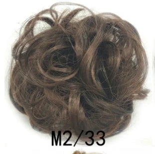 Synthetic wavy curly messy hair bun for women, 12cm diameter, high temperature wire