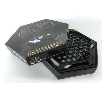 Abalone strategy game with marble board and pieces for family and kids to play