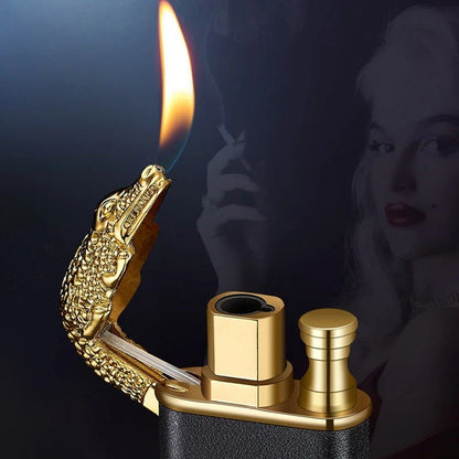 Versatile double flame lighter with a sleek and stylish design, perfect for outdoor adventures, grilling, and cigar lighting.