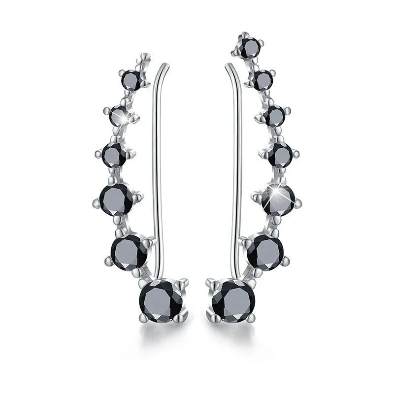 Elegant black zircon round drop earrings for women, perfect for any occasion.