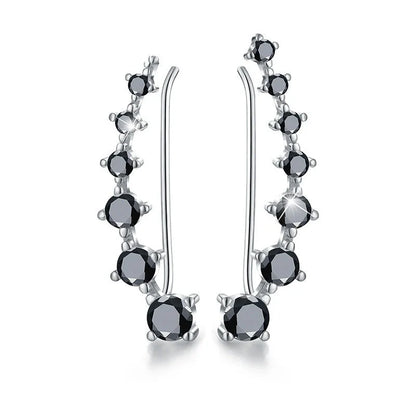 Elegant black zircon round drop earrings for women, perfect for any occasion.
