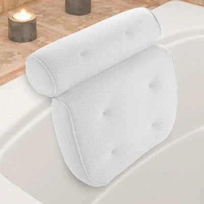Luxury therapeutic bath pillow with 3D mesh, orthopaedic support, and powerful suction cups for ultimate relaxation and comfort
