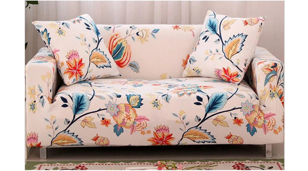 Elastic sofa cover in navy blue with high-density fabric protection