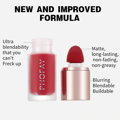 PHOFAY Mousse Liquid Blush with sponge applicator for seamless application