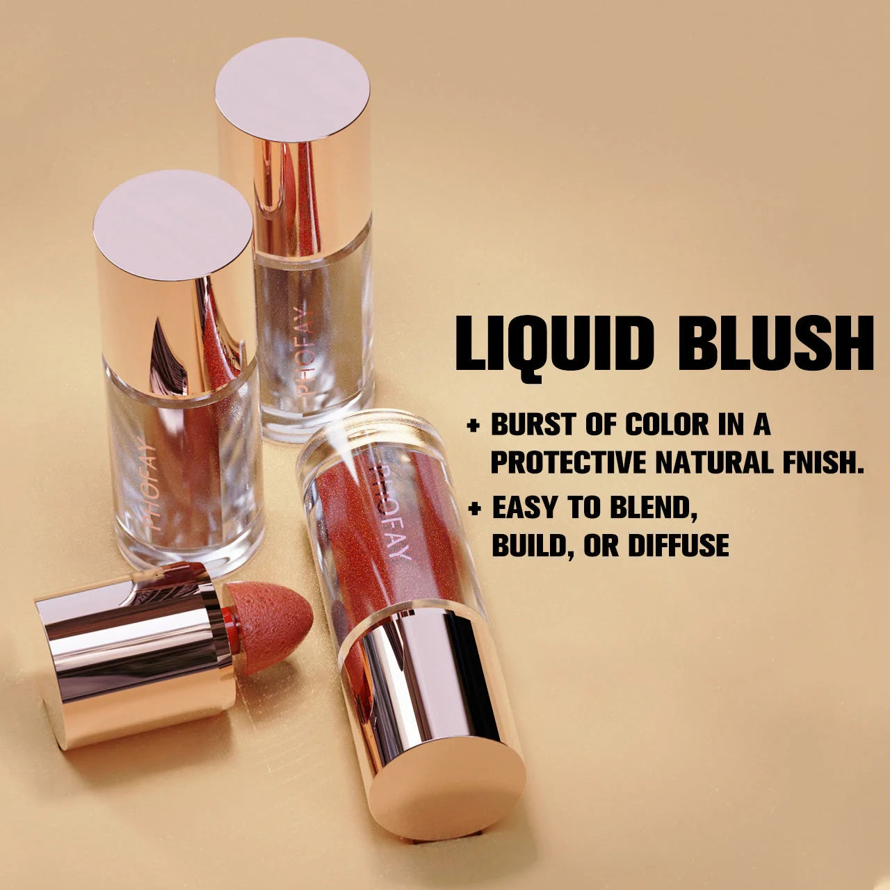 PHOFAY Mousse Liquid Blush with sponge applicator for seamless application