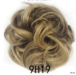 Synthetic wavy curly messy hair bun for women, 12cm diameter, high temperature wire