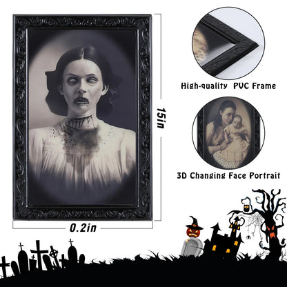 Haunting 3D Changing Face Portrait - Spooky Halloween Decoration with Ghostly Figure