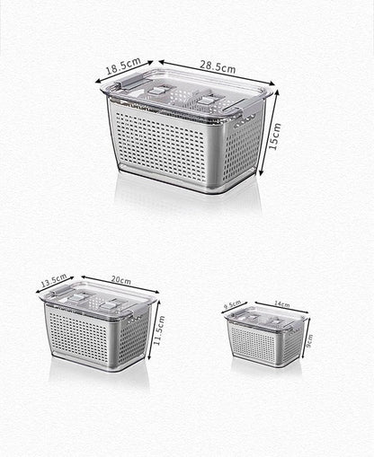 Premium food preservation containers for large capacity refrigerators, featuring customisable partitions, easy-to-clean design, and durable construction.