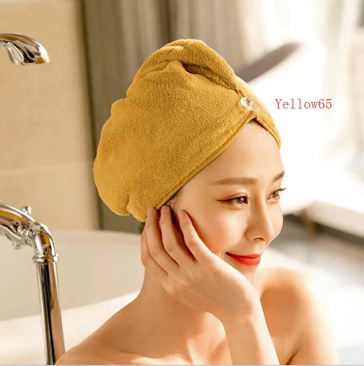 Luxury microfibre hair drying cap with absorbent and quick-drying properties, available in various colours
