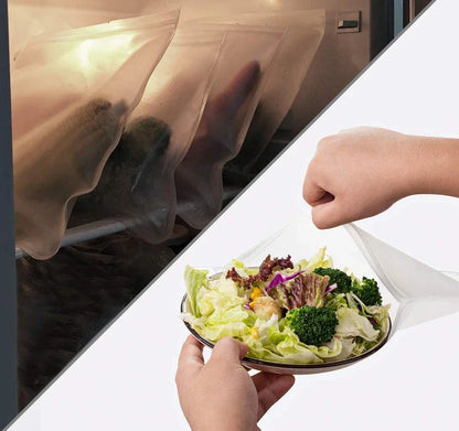 Reusable fresh keeping food storage bags made of durable PEVA material with silica gel and silicone for long-lasting food freshness