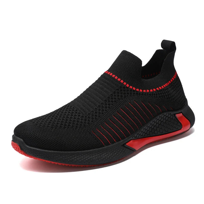 Men's breathable mesh sock shoes with striped design for outdoor activities