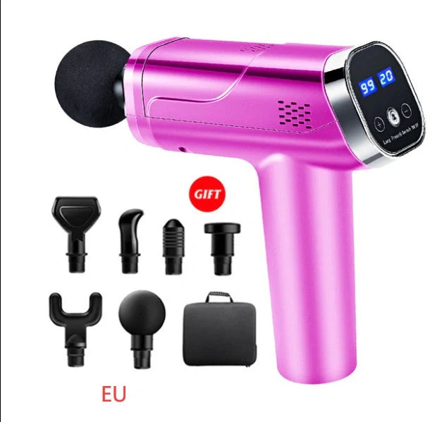Touch Screen Fascia Gun Muscle Massager with six interchangeable heads
