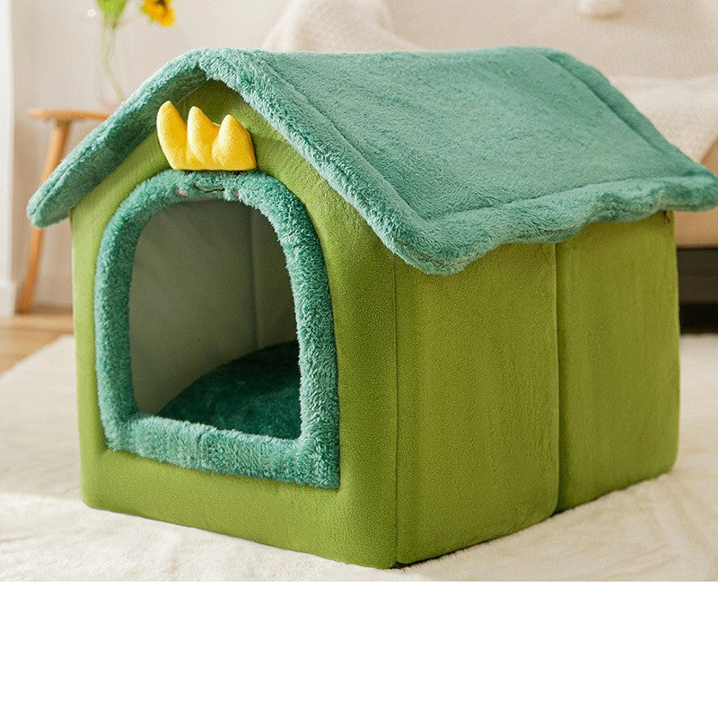 Cozy pet hideaway: Plush, foldable dog house and cat bed in various stylish designs
