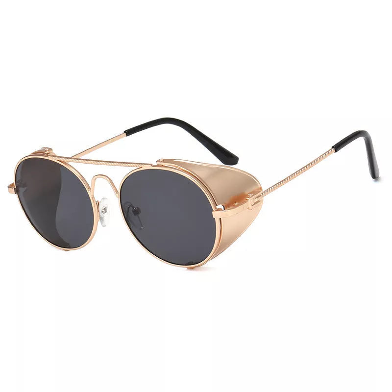 Steampunk sunglasses with UV400 protection and vintage metal frames in various colours