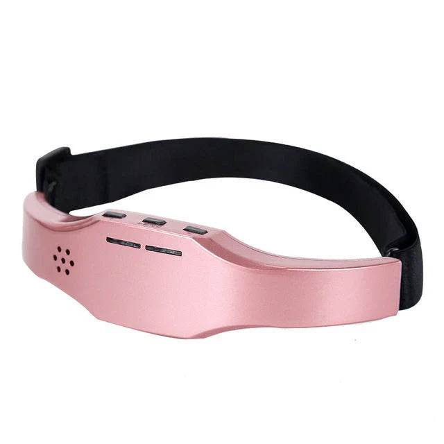 Wireless relaxation massage helmet with adjustable straps and control buttons for customised head massage experience