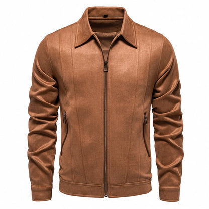 Men's suede lapel zipper jacket in various colours for autumn and winter wear