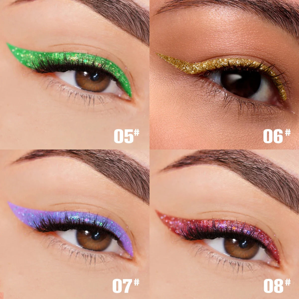 PHOFAY Liquid Glitter Eyeliner Set with 8 vibrant, waterproof shades