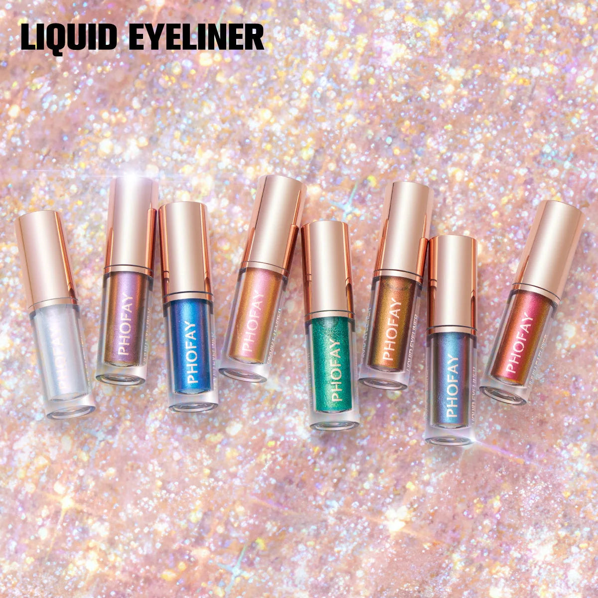 PHOFAY Liquid Glitter Eyeliner Set with 8 vibrant, waterproof shades