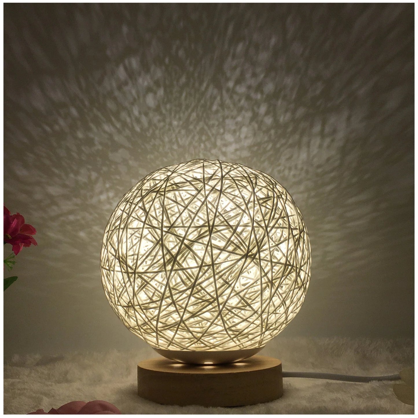 Creative Linen Table Lamp with LED Intelligent USB7 Colour RGB16 Remote Control