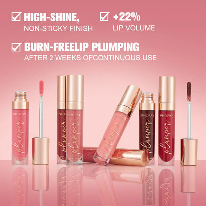 PHOFAY Shiny Lip Plumper Gloss - Volumising Lip Enhancer with Glossy, Radiant Finish