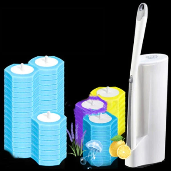 Premium disposable toilet brush with plastic, sponge, and scratch-resistant cloth for effective and hygienic bathroom cleaning