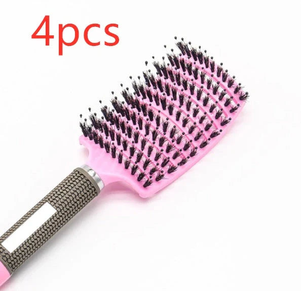 A premium hair brush with a sleek design, featuring soft bristles and a rounded massage function for healthy, detangled hair
