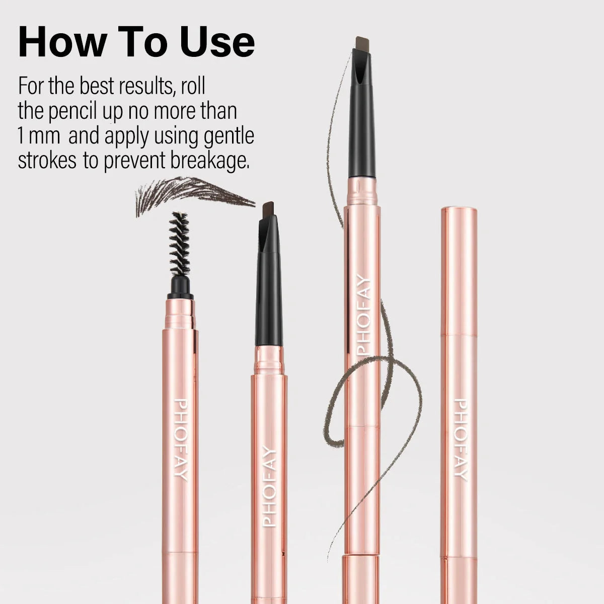 PHOFAY Eyebrow Pencil with spoolie for waterproof, precise brow definition