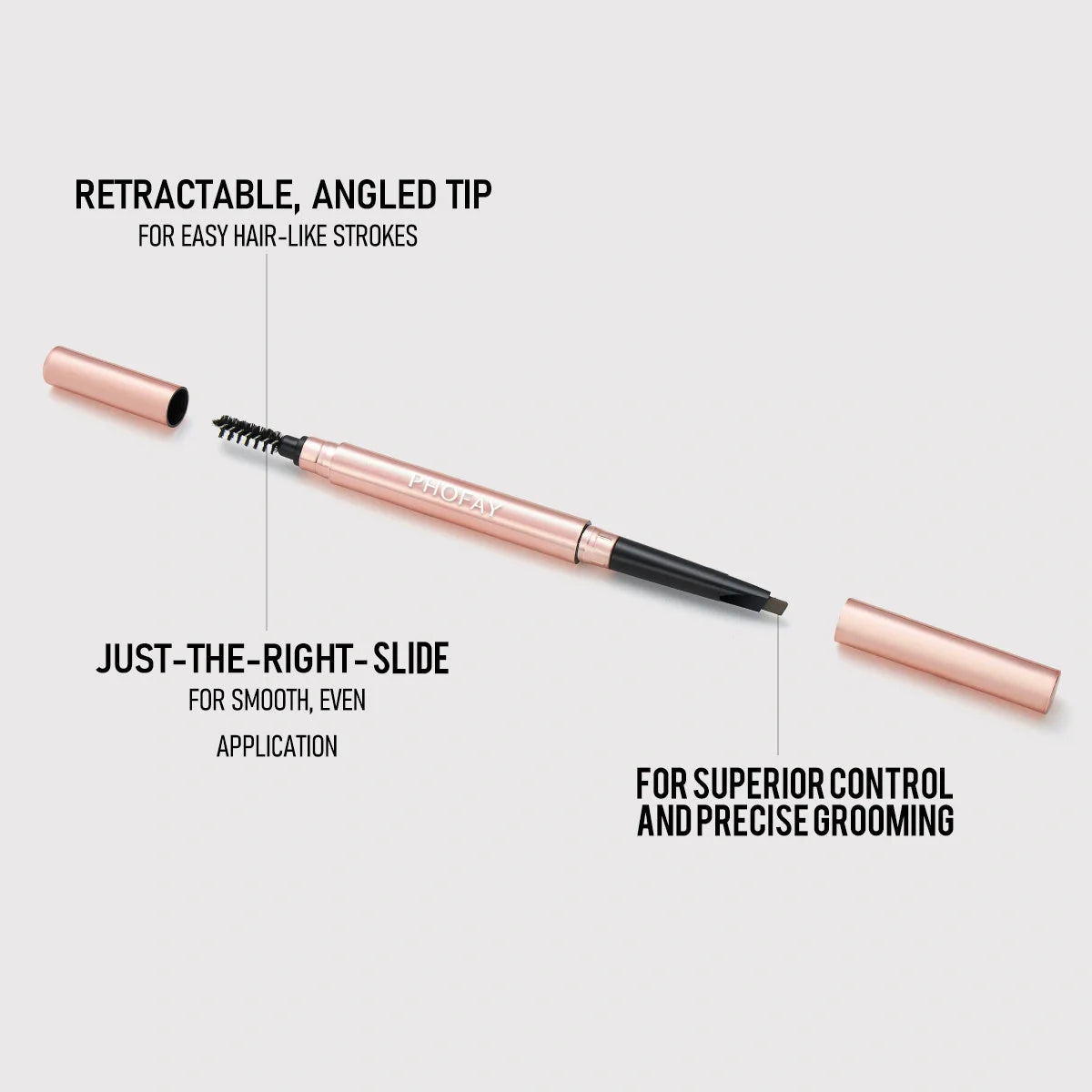 PHOFAY Eyebrow Pencil with spoolie for waterproof, precise brow definition