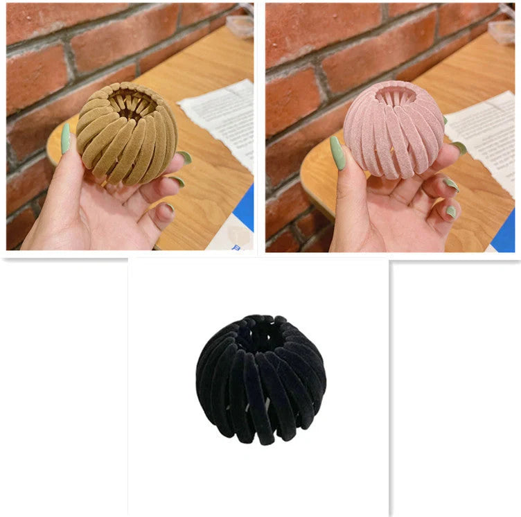 Velvet bird's nest hair ring hairpin in various colours for stylish ponytails