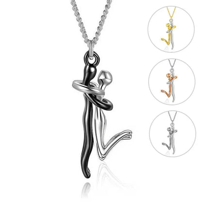 Elegant 18K plated copper pendant necklace featuring a unique 'hug' design, perfect for couples and special occasions.