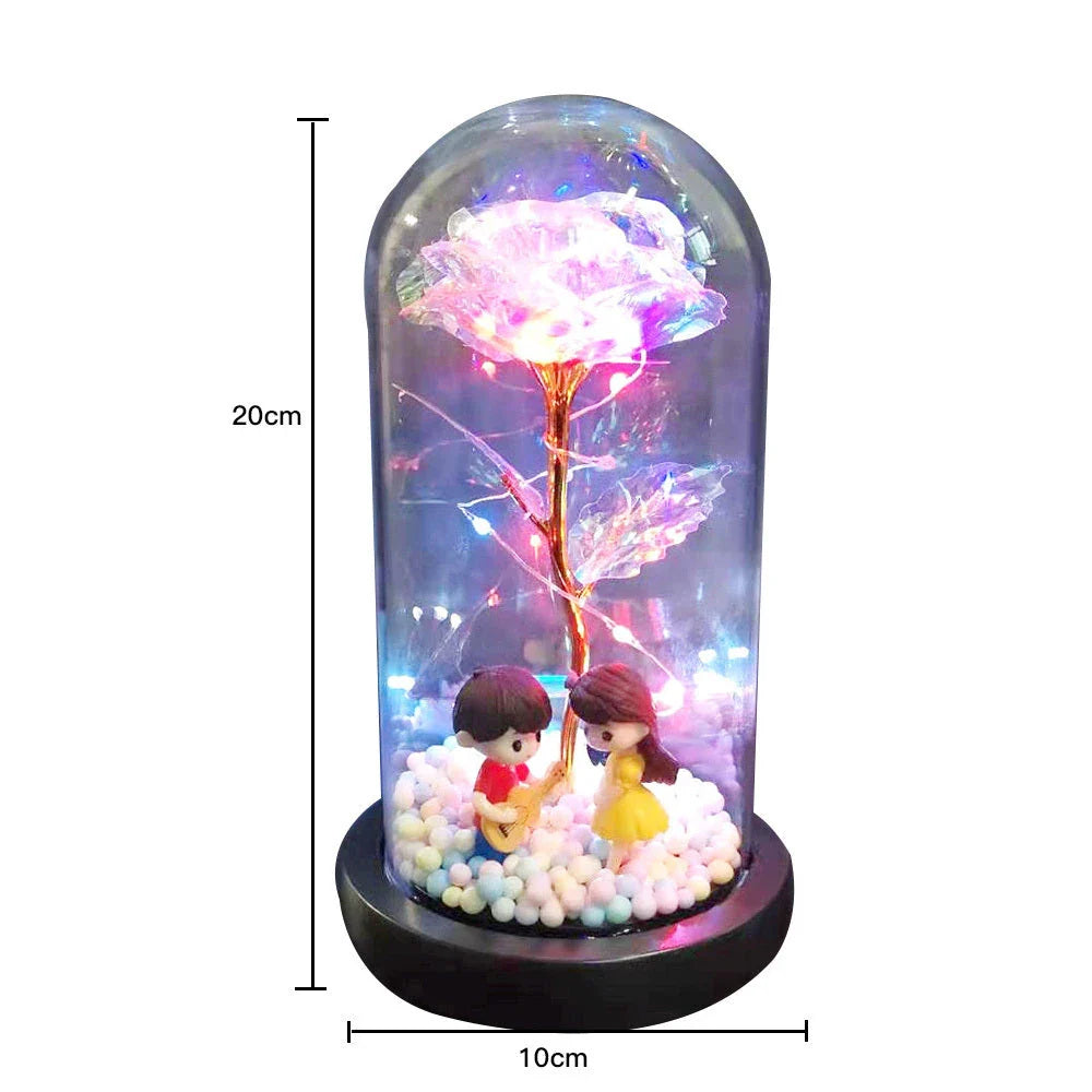 Enchanting artificial rose flower in a glass dome, a timeless home decor piece