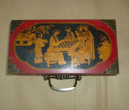 Handcrafted antique terracotta chess set with folding wooden board