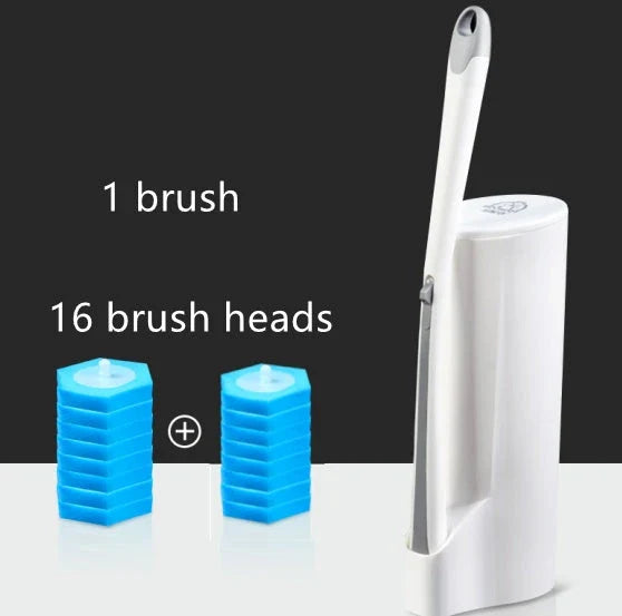 Premium disposable toilet brush with plastic, sponge, and scratch-resistant cloth for effective and hygienic bathroom cleaning