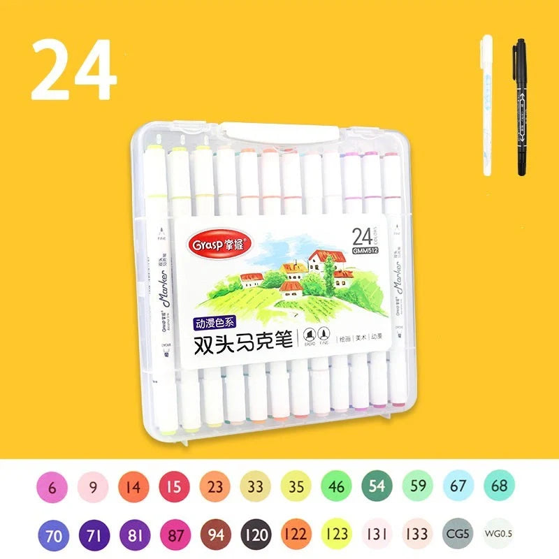 Master Double-headed Marker Art Brush Painting Set Oily 48-color for animation