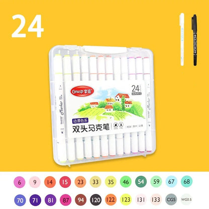 Master Double-headed Marker Art Brush Painting Set Oily 48-color for animation