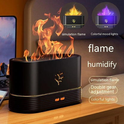 USB Flame Humidifier with aroma diffuser and LED night light in white and black