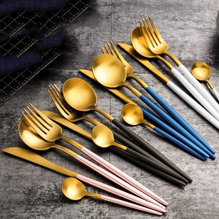 Premium 20-piece stainless steel cutlery set with mirror-polished finish, ergonomic design, and elegant gift box