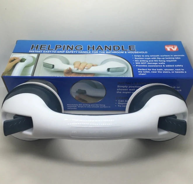 Durable ABS plastic bathroom handrail with suction cups for anti-skid safety support