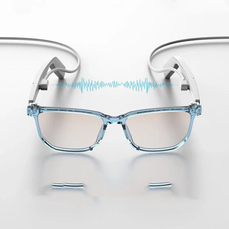 Bluetooth Smart Glasses with voice call and anti-blue light technology in white