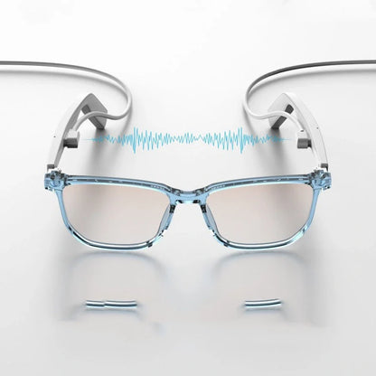 Bluetooth Smart Glasses with voice call and anti-blue light technology in white