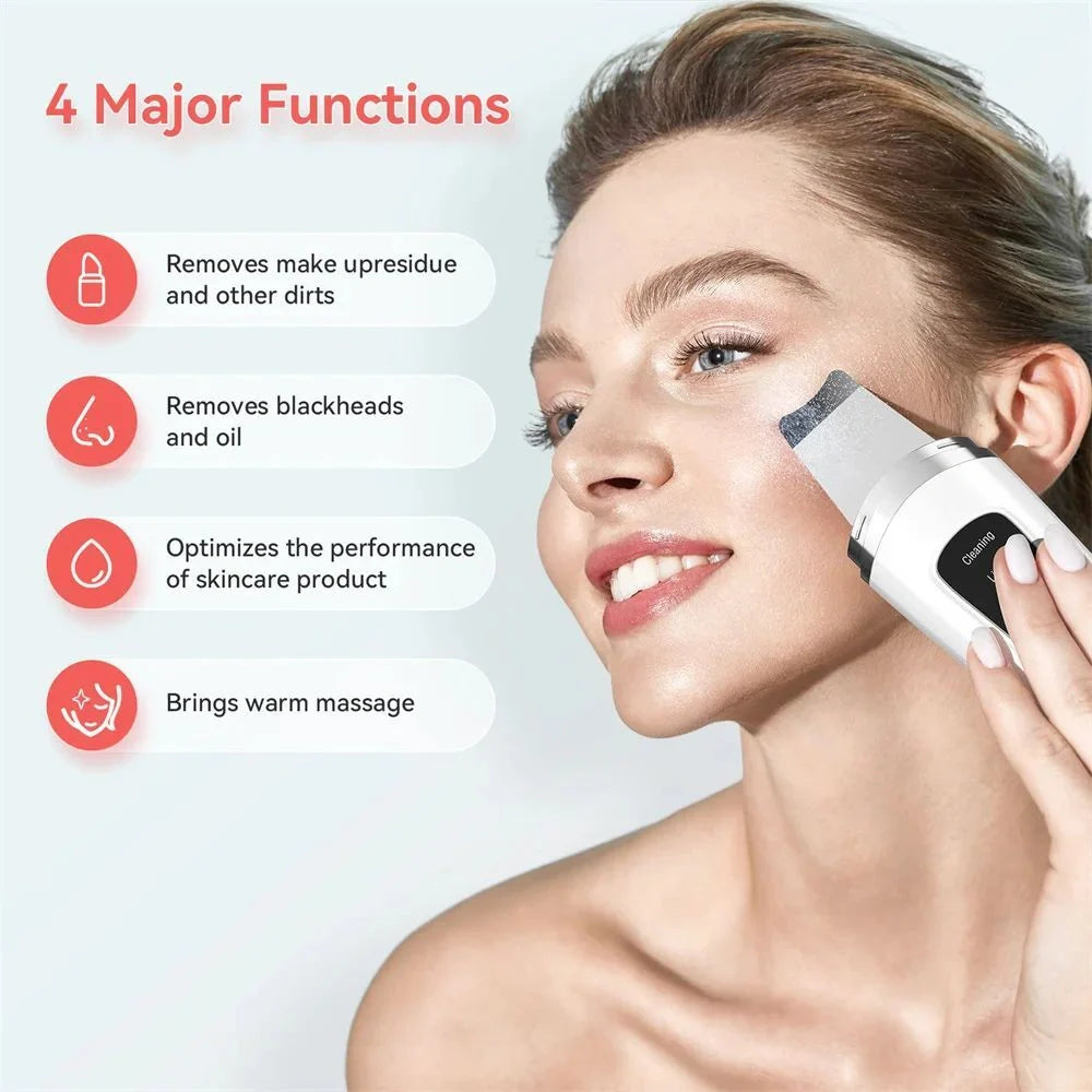 Ultrasonic Skin Scrubber in white for deep facial cleansing and blackhead removal