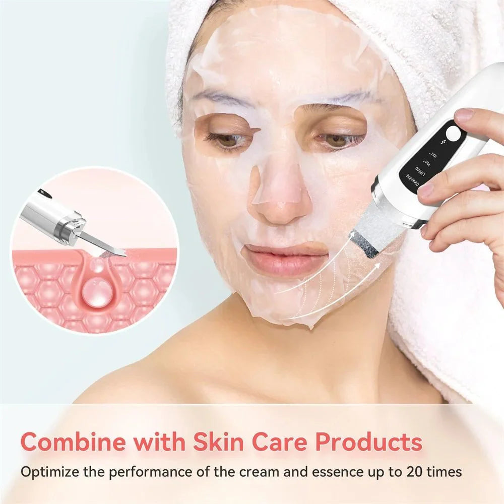 Ultrasonic Skin Scrubber in white for deep facial cleansing and blackhead removal