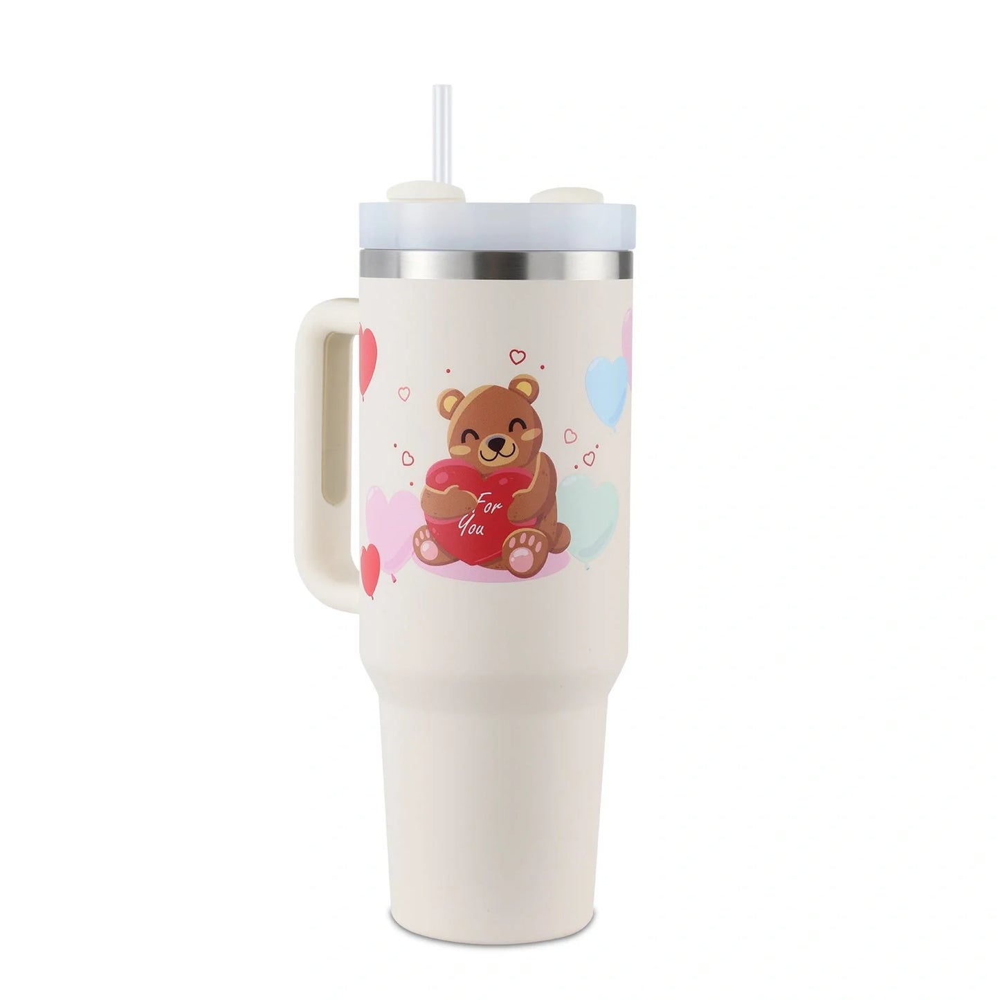 40oz stainless steel coffee mug with handle and straw, BPA-free, various colours available