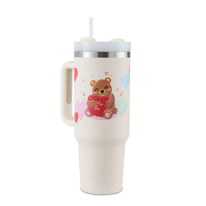 40oz stainless steel coffee mug with handle and straw, BPA-free, various colours available