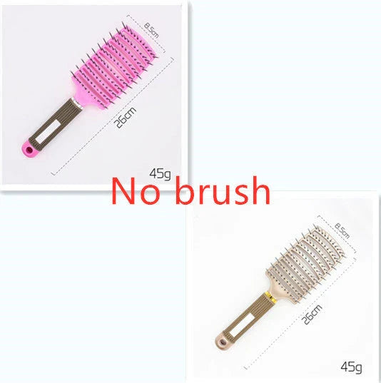 A premium hair brush with a sleek design, featuring soft bristles and a rounded massage function for healthy, detangled hair