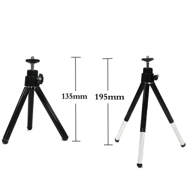 Flexible mini tripod stand for digital cameras and camcorders, with 360-degree swivel and 90-degree tilt for versatile positioning