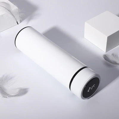 Premium stainless steel vacuum flask with LED touch display for temperature monitoring, available in various colors and sizes