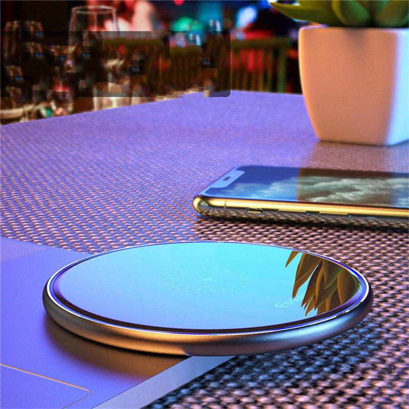 Qi wireless charger for phones and headphones with fast charging up to 15W